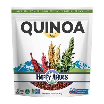 Red Quinoa, Non-Gmo & Gluten, Whole Grain Rice Substitute, Ready to Cook Food for Oats & Seeds Recipes, Healthy Meal with Vitamins & Protein, Best Value, 3 Lb