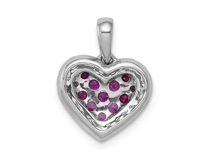 3/10 Carat (ctw) Natural Ruby Heart Pendant Necklace in 14K White Gold with Chain