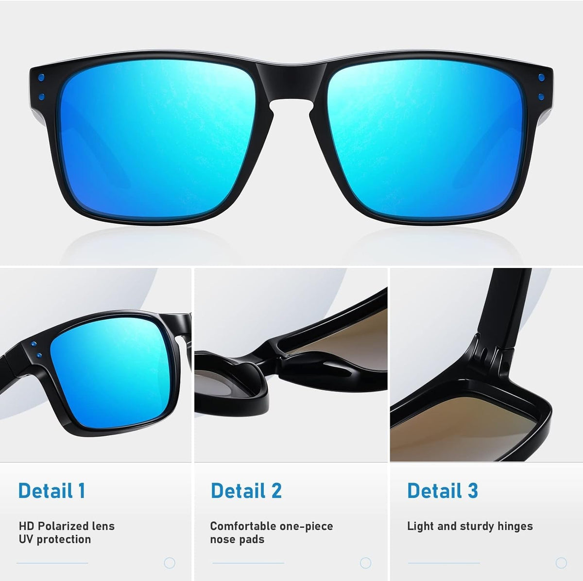 Polarized Sunglasses Men Womens - Retro Square Sun Glasses for Fishing Driving UV Protection