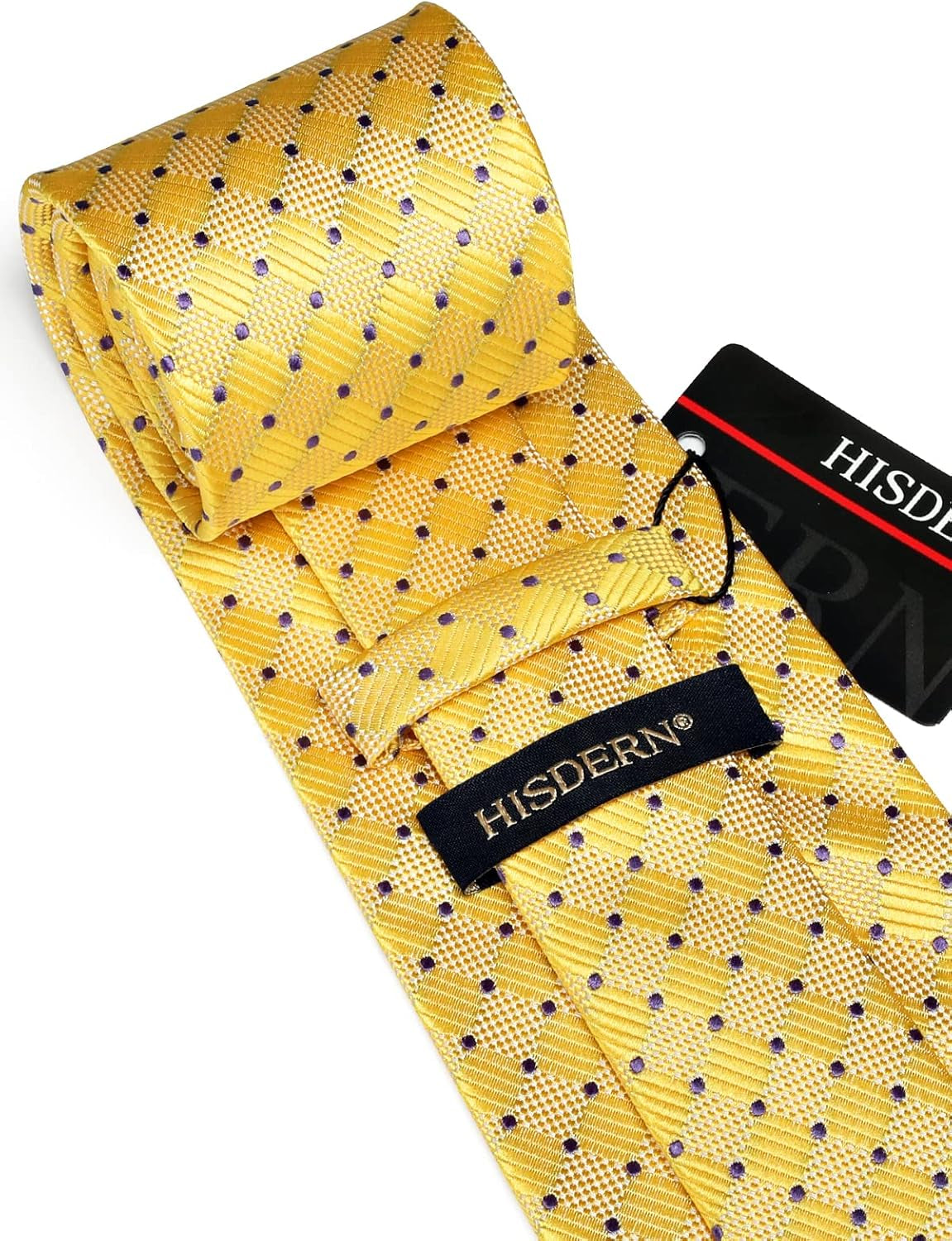 Mens Ties Plaid Tie and Pocket Square Set Classic Woven Formal Checkered Neckties & Handkerchief Wedding Party