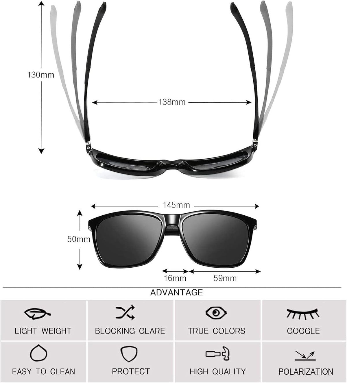 Polarized Sunglasses for Men Aluminum Mens Sunglasses Driving Rectangular Sun Glasses for Men/Women