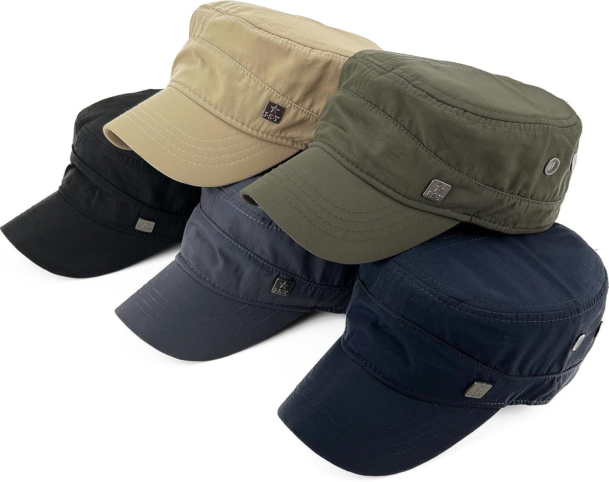 Polyester Water Resistant Military Caps for Men Quick Dry Cadet Hats for Women Army Cap Flat Top Dad Hat