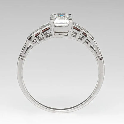 Square 925 Silver Plated Cubic Zirconia Ring Elegant Bridal Engagement Promise Rings Fashion Wedding Jewelry Party Gift