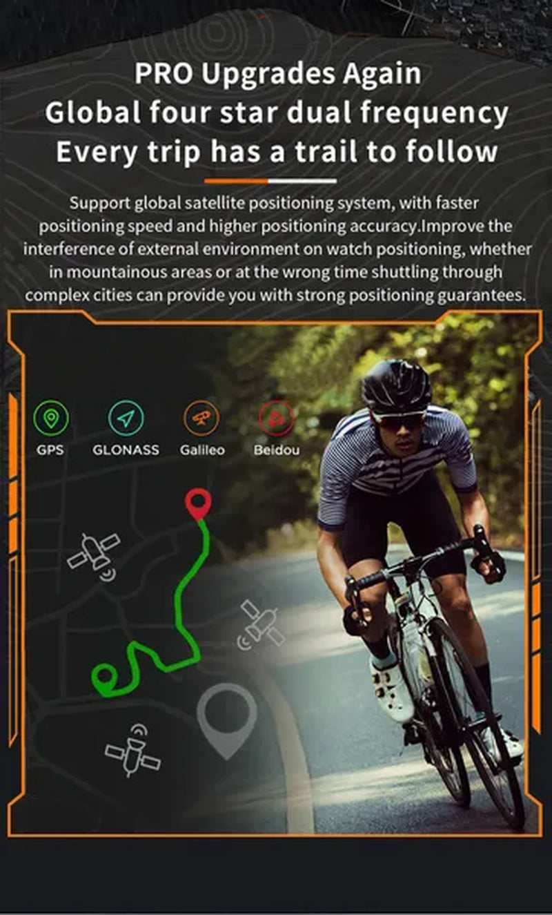 LIGE GPS 100+ Sport Modes Smart Watch Men Compass Military With LED Flashlight Bluetooth Call Sport Tracker IP68 Waterproof Smartwatch For Women Android IOS