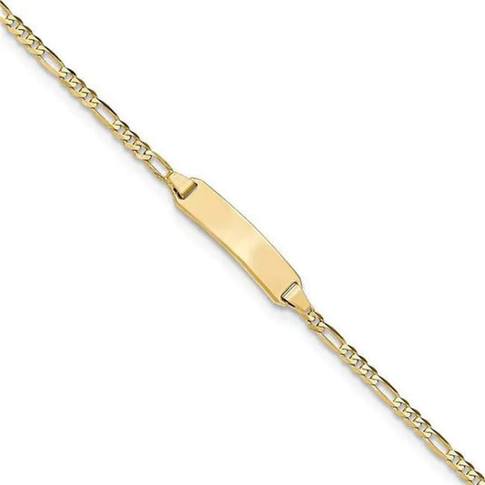 Finest Gold 6 in. 14K Yellow Gold Baby ID Figaro Bracelet
