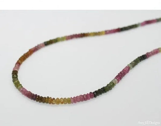 Watermelon Tourmaline Necklace, Watermelon Tourmaline Jewelry, Beaded, Shaded, Ombre Jewelry,