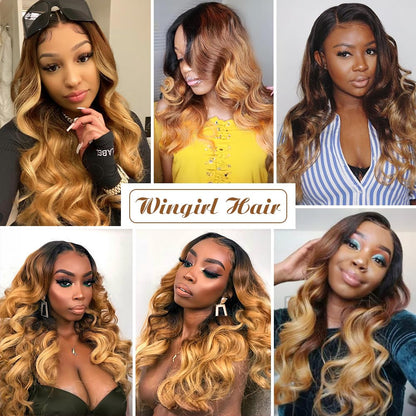 10A Ombre Human Hair Bundles 100% Unprocessed Virgin Human Hair Extensions 3 Tone 1B 4 27 Color Ombre Brazilian Body Wave Hair Bundles for Women