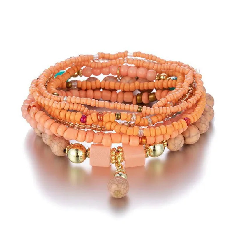 Bohemian Bracelet Sets for Women - Stackable Stretch Bracelets Multi-color Boho Jewelry for Women Hippie Bracelets Dainty Jewelry Best Friend Gift