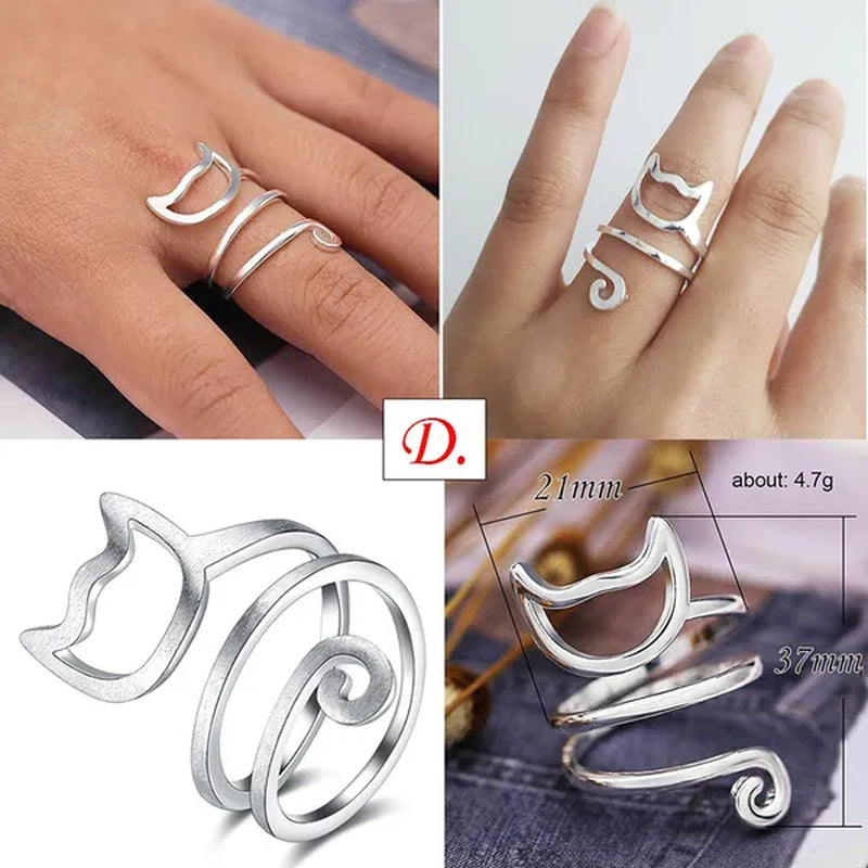 1Pcs Cute Cat Kitten Ring Animal Opening Ring Cocktail Party Women Cute Pet Adjustable Rings Anniversary Jewelry Gift
