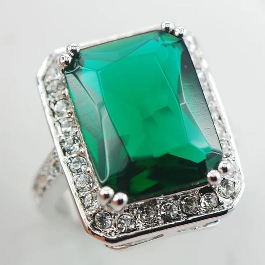 Emerald White Topaz 925 Sterling Silver Ring Size 7 8 9 10 11 F890