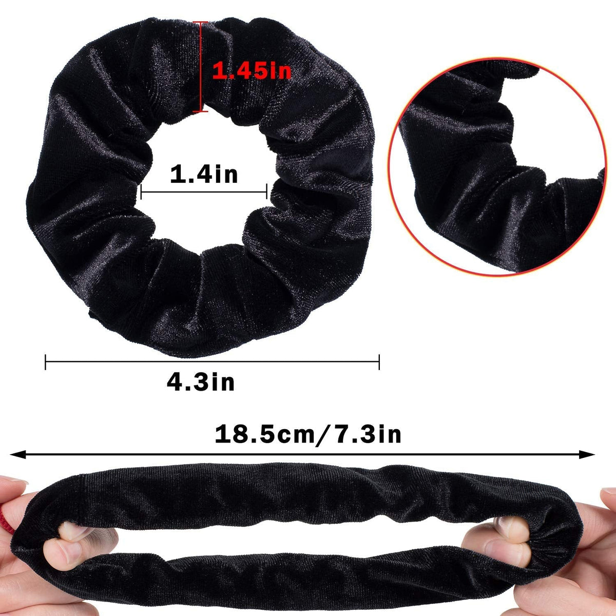 12 Pieces Hair Scrunchies Velvet Elastics Scrunchy Bobbles Soft Hair Bands Hair Ties (Black)
