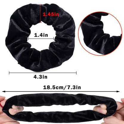 12 Pieces Hair Scrunchies Velvet Elastics Scrunchy Bobbles Soft Hair Bands Hair Ties (Black)