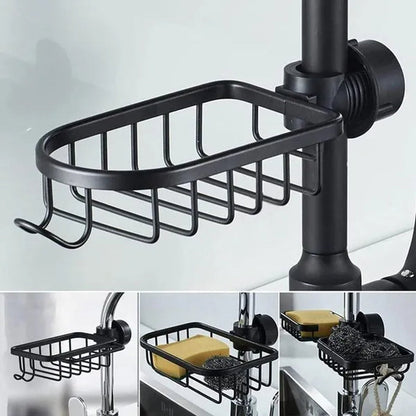 Adjustable Bathroom Faucet Storage Rack Drainage Shelf Kitchen Sponge Dish Cloth Finishing Rack Shower Shelves Bathroom Accessories