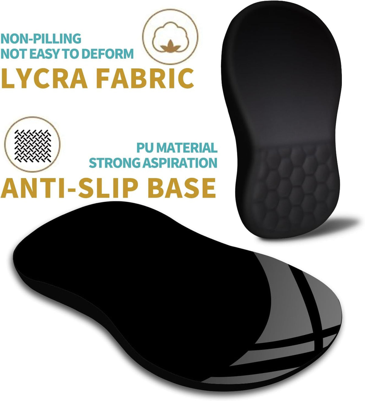 Ergonomic Mouse Pad Wrist Support with Massage Design, Wrist Rest Pain Relief Mousepad with Memory Foam&Non-Slip PU Base, Mouse Pads for Wireless Mouse & Desk (12X8 Inch,Black)