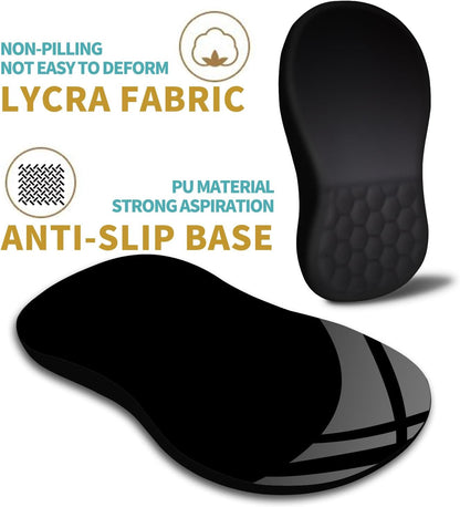 Ergonomic Mouse Pad Wrist Support with Massage Design, Wrist Rest Pain Relief Mousepad with Memory Foam&Non-Slip PU Base, Mouse Pads for Wireless Mouse & Desk (12X8 Inch,Black)