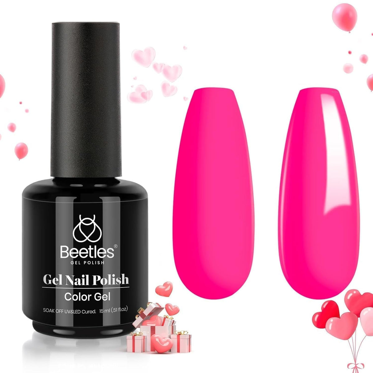Beetles Gel Nail Polish, 1 Pcs 15ml White Color Soak Off Gel Polish Nail Art Manicure Salon DIY Gel Nail Design Decoration at Home Nail Lamp Needed Nails Minicure Kit Gift