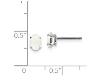 3/5 carat (ctw) Natural Opal Solitaire Stud Earrings in 14K White Gold