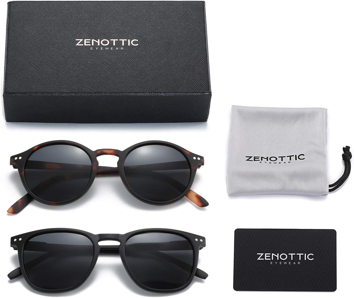 Polarized Sunglasses for Women Men: Retro Shades round | Square Frame UV Protection 2 Pack