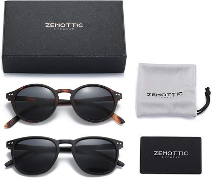 Polarized Sunglasses for Women Men: Retro Shades round | Square Frame UV Protection 2 Pack