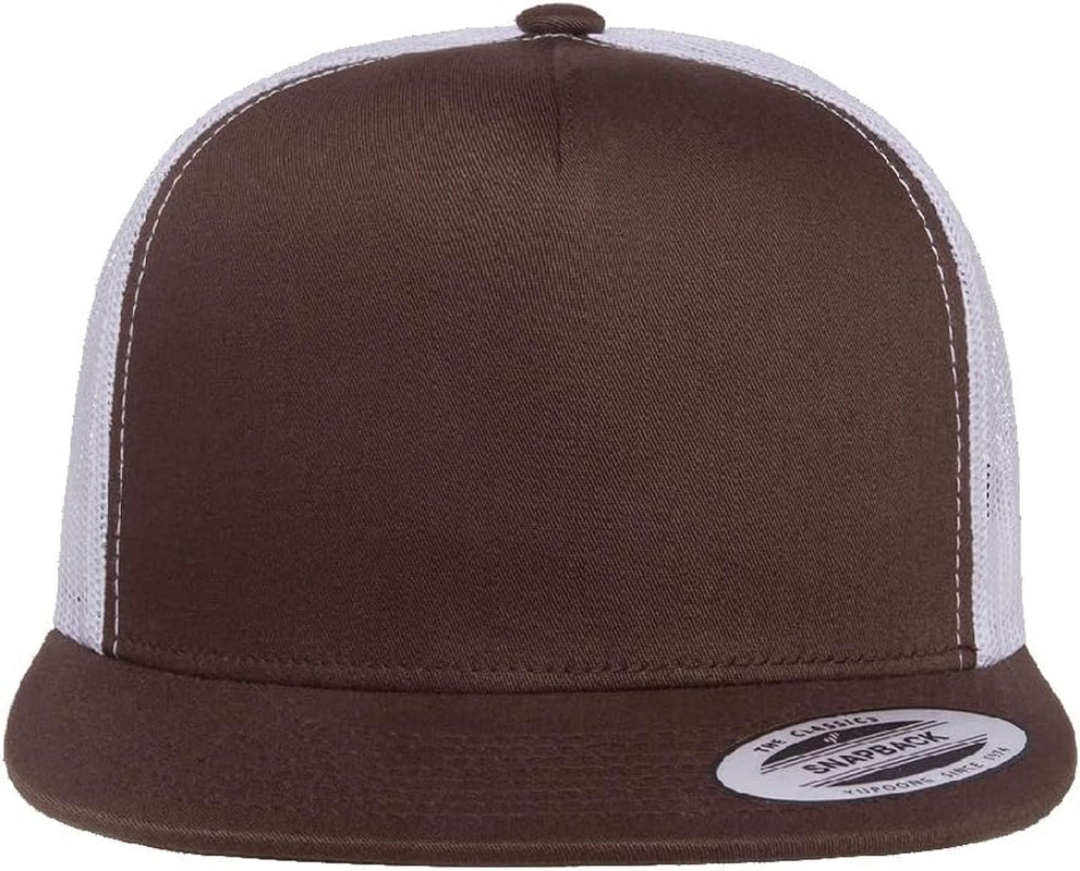 Yupoong 5-Panel YP Classic Trucker Cap | High Profile Flat Visor Snapback | OSFM | Bulk Packs Available