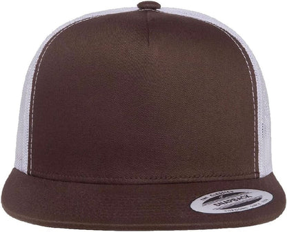 Yupoong 5-Panel YP Classic Trucker Cap | High Profile Flat Visor Snapback | OSFM | Bulk Packs Available