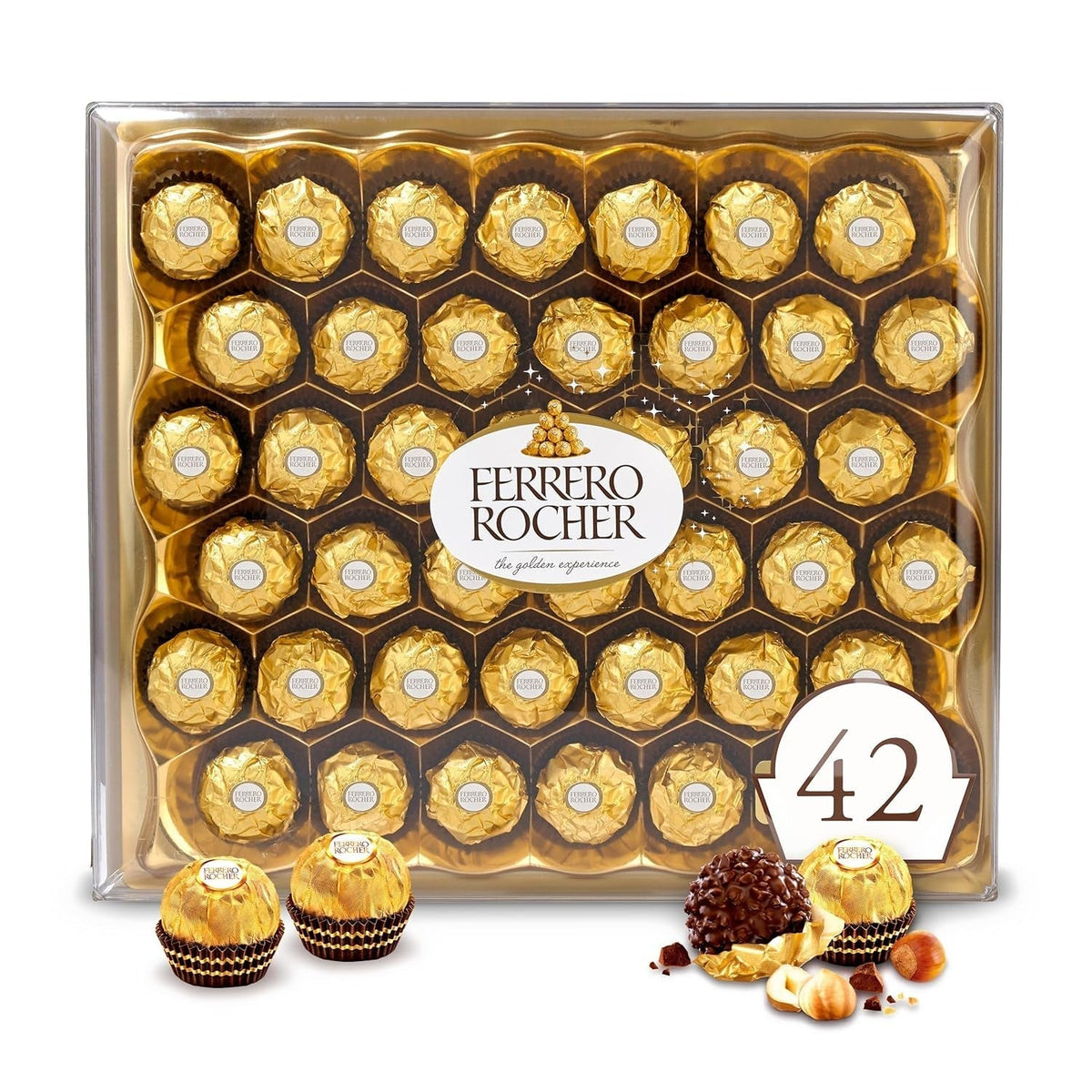 , 42 Count, Gourmet Milk Chocolate Hazelnut, Chocolate Gift Box, Individually Wrapped, 18.5 Oz