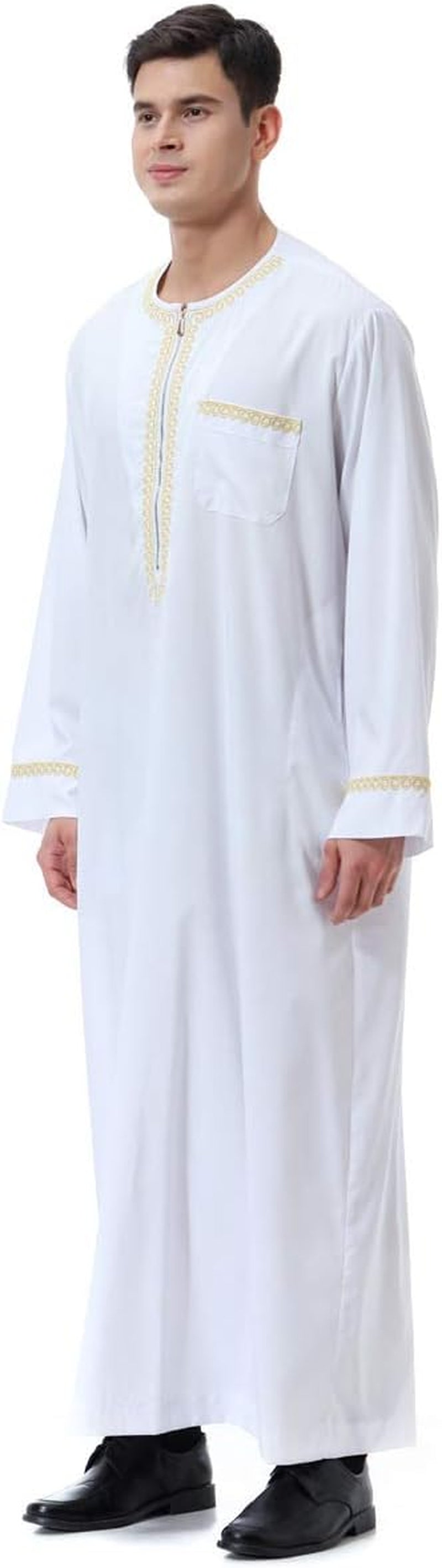 Men'S Muslim Clothes Durable Kaftan Robe Dubai Long Gown Ethnic Clothes,1Pc Soft Robe