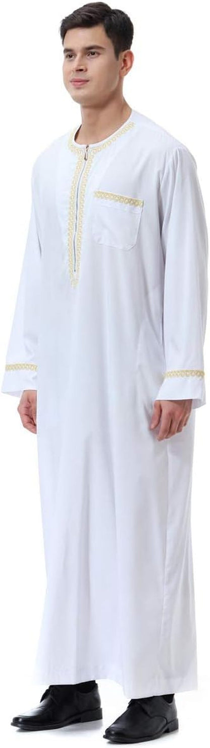 Men'S Muslim Clothes Durable Kaftan Robe Dubai Long Gown Ethnic Clothes,1Pc Soft Robe