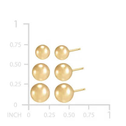 14K Yellow Gold 4-6 Mm Ball Stud Set