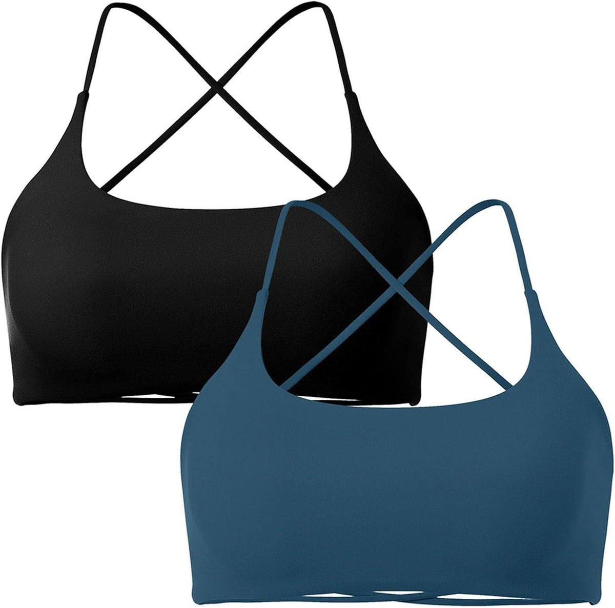 Women 2 Piece Open Back Sports Bra Pack Strappy Workout Gym Yoga Crops