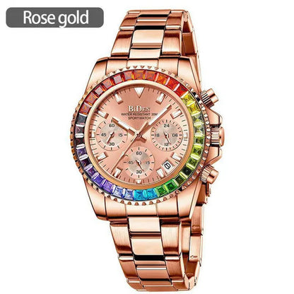 Women Rhinestone Watch Fashion Bling Casual Ladies Watch Female Quartz Rose Gold Watch Crystal Diamond Bracelet Watches For Women Montre Femme Relojes Damen Uhren Orologi Donna