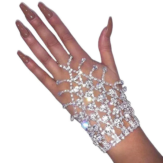 Fashion Tassel for Rhinestone Hand Bracelets for Women Bohemian Crystal Finger Ring Bracelet Bangle Charm Jewelry ONS