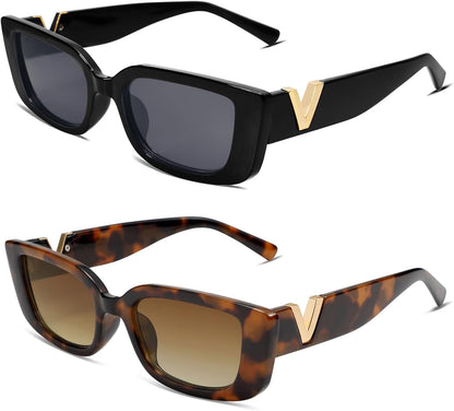 Rectangle Sunglasses for Women 90s Retro Trendy Y2K Classical Vintage Square Shades AR82037