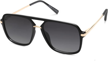 Sunglasses for Women & Men, Square, Retro, Polarized Lens, Trendy Aviator, 90s Shades