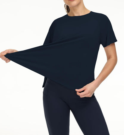 Women'S Short Sleeve Workout Shirts Breathable Yoga T-Shirts with Side Slits Athletic Tee Tops