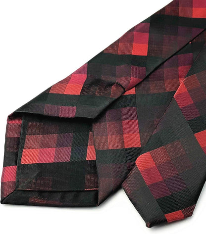Men'S Classic Checks Dark Blue Grey Jacquard Woven Silk Tie Necktie