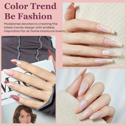 35 Pcs Gel Nail Polish Kit with U V Light 48W Nail Lamp - 12 Colors Nude Pink Gray Glitters Gel Nail Polish Set Glossy & Matte Base Top Coat Nail Art Decoration Manicure Tools Salon DIY Gift