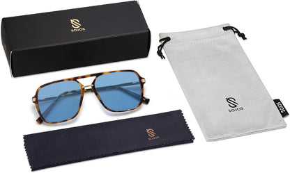 Sunglasses for Women & Men, Square, Retro, Polarized Lens, Trendy Aviator, 90S Shades