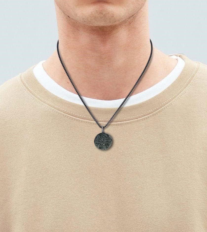 Tree of Life Necklace Black Obsidian Necklace, Stainless Steel Necklace/Nylon Cord