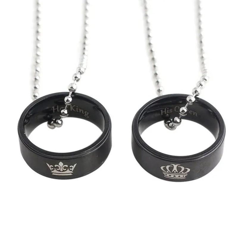 Jewelry her King his queen crown Wedding Ring Necklace Fashion Pendant for men and women