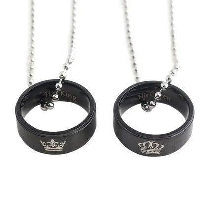 Jewelry her King his queen crown Wedding Ring Necklace Fashion Pendant for men and women