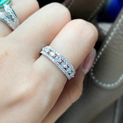 Women's Fashion Moissanite Jewelry Delicate 925 Sterling Silver Ring White Sapphire Marquise Cut Diamond Rings for Women Princess Proposal Engagement Party Accessories Elegant Female Bride Wedding Band Anniversary Gift Size 4-12 Bague Femme