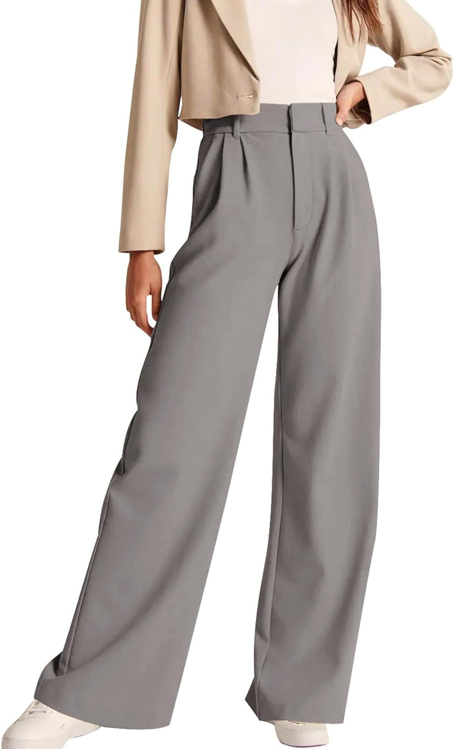 High Waisted Work Pants for Women Business Casual Outfits 2025 Office Dress Pants Trousers with Pockets