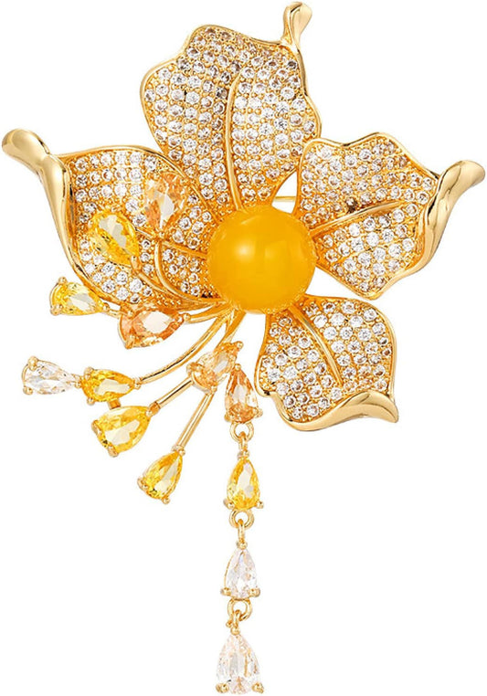 Tassels Collar Pins Flash Diamond Tassel Brooch Corsage Women'S anti Lost Brooch Accessories Silver