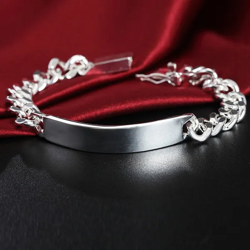 Charm 925 Sterling Silver Design Noble Pretty 10MM Mens Chain Jewelry Fashion Geometric Bracelet