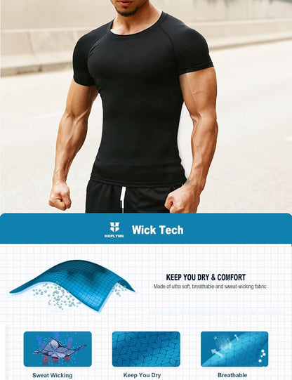 4/5 Pack Workout Compression Shirts Men Long/Short Sleeve Rash Guard Athletic Undershirt Gear T Shirt for Sports