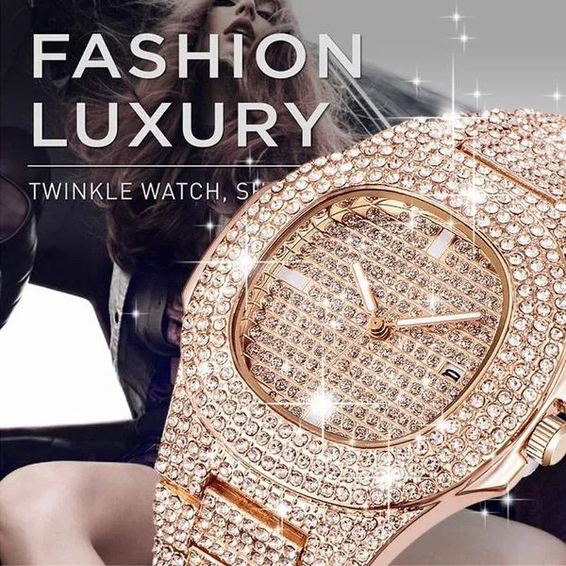 Fashion Gold / Silver Plated Solid Stainless Steel Iced Out Diamond Bracelet Thick Miami Cuban Link Chain Necklace Hip Hop Jewelry