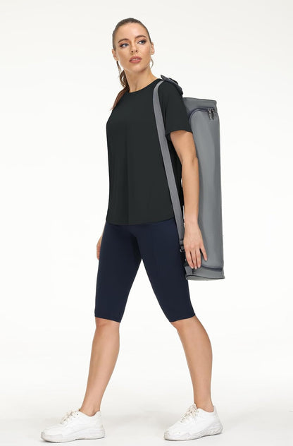 Women'S Short Sleeve Workout Shirts Breathable Yoga T-Shirts with Side Slits Athletic Tee Tops