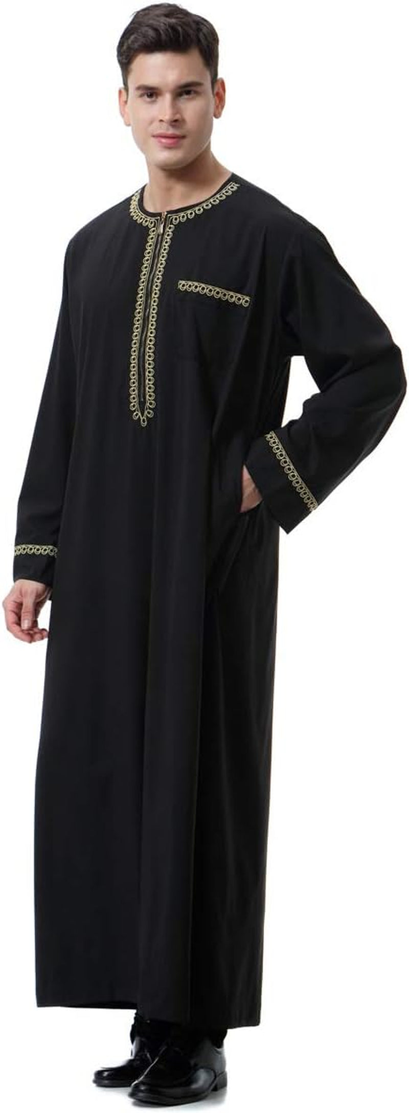 Men'S Muslim Clothes Durable Kaftan Robe Dubai Long Gown Ethnic Clothes,1Pc Soft Robe