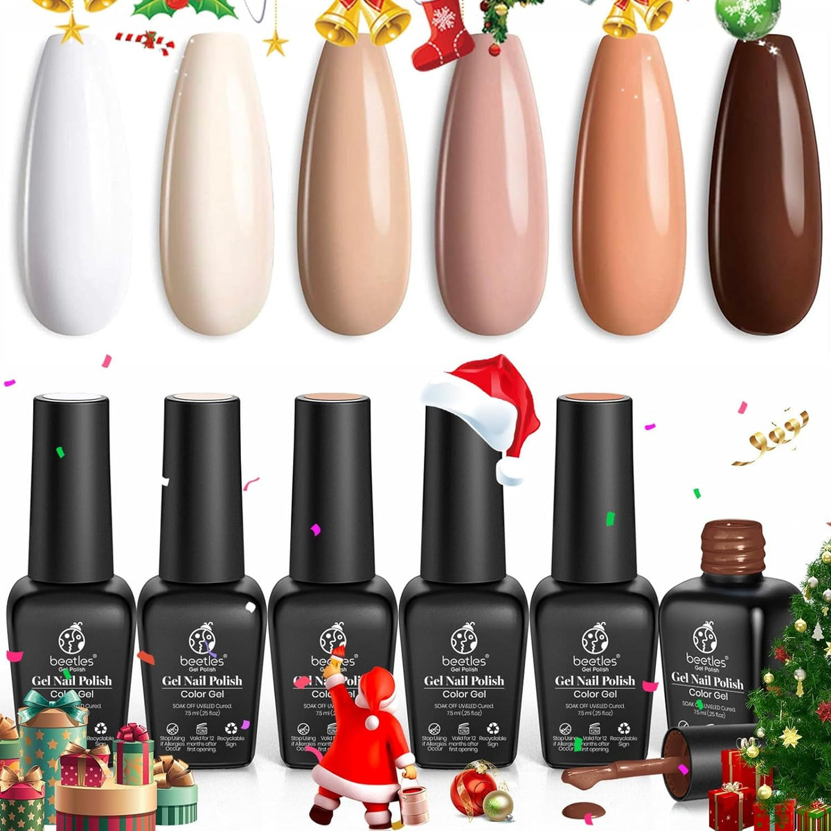 Nail Set 6 Colors Sandstorm Collection Nude Pink Peach Brown Natural Manicure Kit Soak Off Uv Led Lamp Needed for Women Gift Diy Home